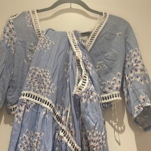 Beautiful size small dress - Blue and white lace two piece set